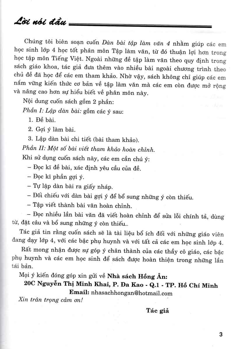 DÀN BÀI TẬP LÀM VĂN LỚP 4 (Dùng chung cho các bộ SGK hiện hành)